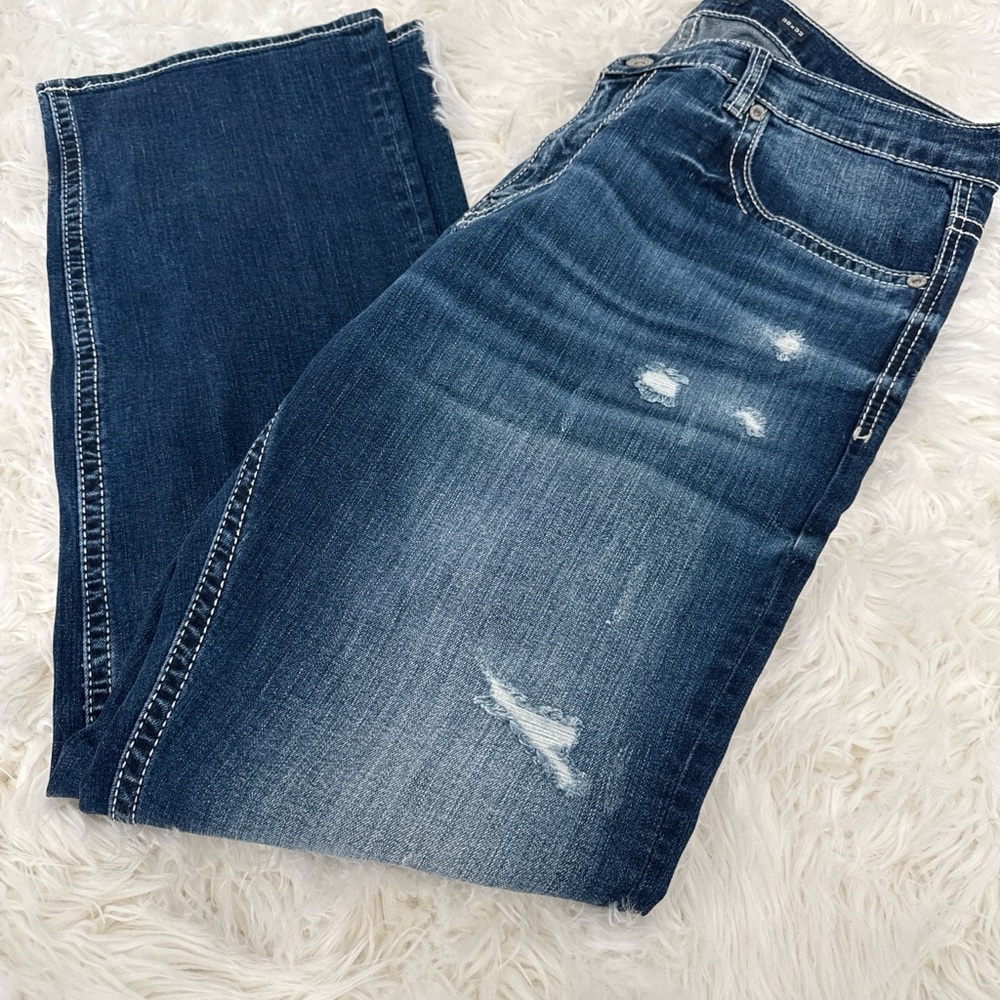 BKE Women's Straight Leg Distressed Blue Jeans - Picture 4 of 4